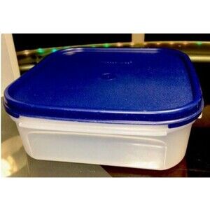 Tupperware Square Modular Mate #1619 Sheer 5 Cups w Blue Lid #1623 NEW